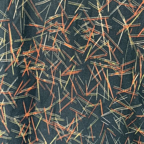 Lularoe Irma Half Sleeve Tunic High Low Polyester Blend Sz XS Black Orange Gold - Picture 4 of 7